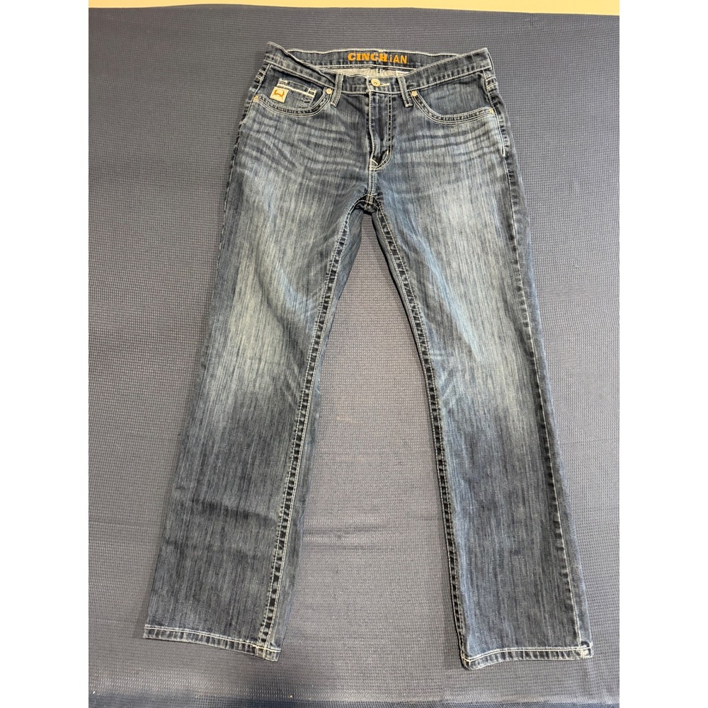Cinch Ian Slim Fit Straight Leg Jeans Mens 32x32 Medium Wash Western Denim